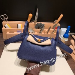 エルメス リンディミニ19 Mini Lindy Clemence トリヨンクレマンス ブルーサフィール 73 /Blue Saphir  ゴールド金具  lindymini-103 全手縫い