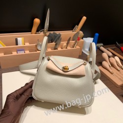 エルメス リンディミニ19 Mini Lindy Clemence トリヨンクレマンス パールグレー 80 / Pearl Grey  ゴールド金具  lindymini-108 全手縫い