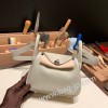エルメス リンディミニ19 Mini Lindy Clemence トリヨンクレマンス パールグレー 80 / Pearl Grey    シルバー金具  lindymini-109 全手縫い