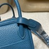 【Mini Lindy】爽やかな「7W ブルーイズミール」× ゴールド金具 軽量＆大容量 小柄から背高い方までオールフィットする可愛らしいバッグ