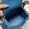 【Mini Lindy】爽やかな「7W ブルーイズミール」× ゴールド金具 軽量＆大容量 小柄から背高い方までオールフィットする可愛らしいバッグ
