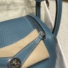 【Mini Lindy】大人可愛い「75 ブルージーン」× シルバー金具 コンパクトで大容量 どんな体型にも合うオールラウンドバッグ