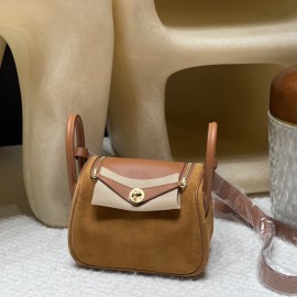 【Mini Lindy】アンティークゴールド × スワイフトレザー 鹿皮パネル 大人の落ち着いたヴィンテージデザイン 出荷準備中
