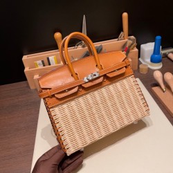 エルメス バーキン・ピクニックBirkin picnic  Barenia スイフト籘(ラタン) Barenia     シルバー金具  picnic-008 全手縫い