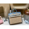 75/牛仔蓝/Blue Jean  ブルージーン Birkin picnic ピクニックバッグ  ピクニックに最も贅沢なギア、一目惚れの竹編みバッグ