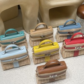 S3/Rouge Cœur  ルージュクー  Kelly Picnic 藤条シリーズピクニックバッグswift 皮革（レザー）と藤（ふじ）の編み込み