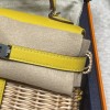 90/Jaune de Naples  ジョーヌナプル Kelly Picnic 藤条シリーズピクニックバッグswift 皮革（レザー）と藤（ふじ）の編み込み 