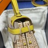 90/Jaune de Naples  ジョーヌナプル Kelly Picnic 藤条シリーズピクニックバッグswift 皮革（レザー）と藤（ふじ）の編み込み 