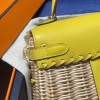 90/Jaune de Naples  ジョーヌナプル Kelly Picnic 藤条シリーズピクニックバッグswift 皮革（レザー）と藤（ふじ）の編み込み 