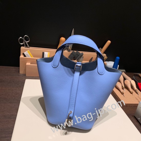 ピコタンロック18/PM トリヨンクレマンス ブルーパラダイス2T/Blue Paradise シルバー金具 Picotin18-074 全手縫い