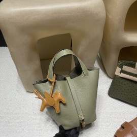 ピコタンロック18/PM トリヨンクレマンス CLEMENCE TC  Q1/Sauge  セージ シルバー金具 全手縫い