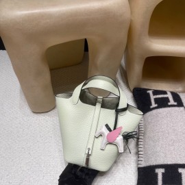 ピコタンロック18/PM トリヨンクレマンス CLEMENCE  TC  0S vertdeau ヴェールフィズ  ‌Hermes Vert fizz シルバー金具 全手縫い