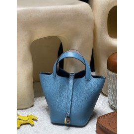 ピコタンロック18/PM トリヨンクレマンス CLEMENCE  TC  75/Blue Jean  ブルージーン& 09 Mauve Pale  モーヴ・ペール エルメスの2022AWに発表された新色,シルバー金具 全手縫い