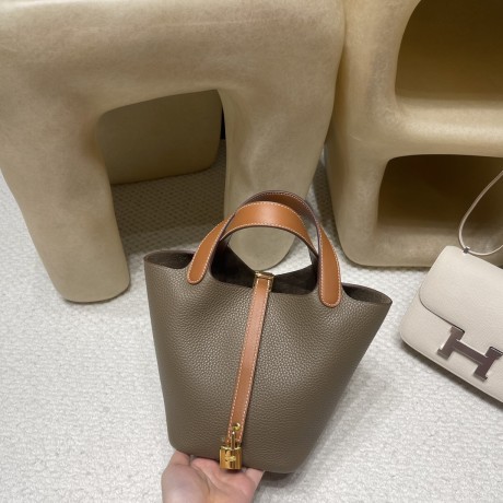 18/Étoupe Grey (Étoupe)  エトゥープ& swift  37 /Gold ゴールド ゴールド金具 Picotin Lock 18/PMピコタンロック18/PM トリヨンクレマンCLEMENCE  TC