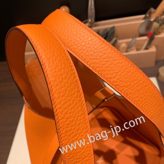 エルメス ピコタンロック MM  ピコタン トリヨンクレマンス 93/Orange オレンジ ゴールド金具  piction22-005 全手縫い