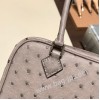 エルメス plume 21 オーストリッチ M8/Gris Asphalt  グリアスファルト シルバー金具  Plume-007 全手縫い