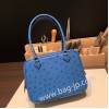 エルメス plume 21 オーストリッチ T7/Blue Hydra  ブルーイドラ シルバー金具  Plume-010 全手縫い