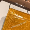 エルメス plume 21 クロコダイル 9D/Jaune Ambre  ジョーヌアンブル シルバー金具  Verrou-015 全手縫い