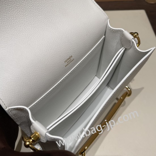 エルメス Roulis 19cm エバーカラー 01/White (Blanc) ホワイト ゴールド金具   Roulis-032 全手縫い