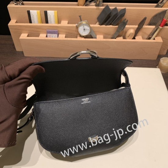 エルメスCherche-Midi 18 ヴォーエプソン 89/Black (Noir) ブラック シルバー金具  Cherche-045 全手縫い