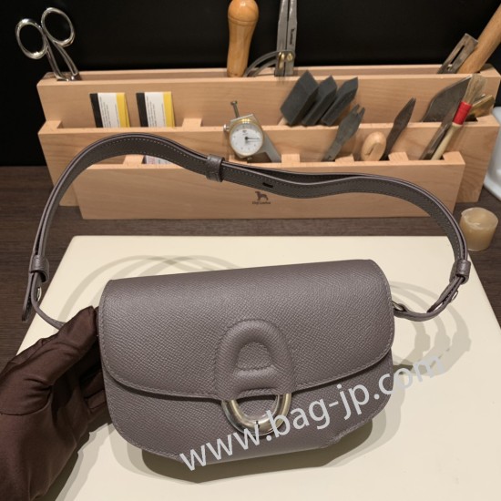 エルメスCherche-Midi 18 ヴォーエプソン 81/Gris Tourterelle トゥルティエールグレー シルバー金具  Cherche-046 全手縫い