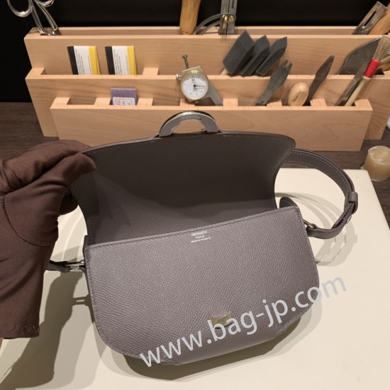 エルメスCherche-Midi 18 ヴォーエプソン 81/Gris Tourterelle トゥルティエールグレー シルバー金具  Cherche-046 全手縫い