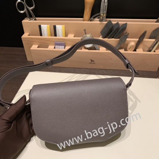 エルメスCherche-Midi 18 ヴォーエプソン 81/Gris Tourterelle トゥルティエールグレー シルバー金具  Cherche-046 全手縫い