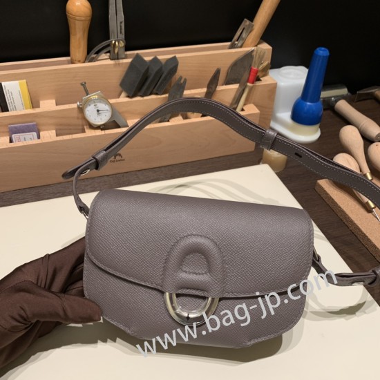 エルメスCherche-Midi 18 ヴォーエプソン 81/Gris Tourterelle トゥルティエールグレー シルバー金具  Cherche-046 全手縫い