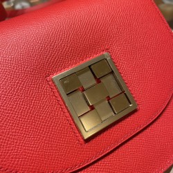 エルメス Mosaique 17センチ ヴォーエプソン S3/Rouge Cœur  ルージュクー シルバー金具  Mosaique-067 全手縫い