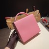 エルメス stock~Cinhetic 18cm シェブルミゾル Chevre 1Q/Rose Confetti  ローズコンフェッティ シルバー金具  Cinhetic-072 全手縫い