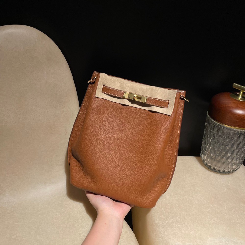 【HERMES】ソ ケリー 22cm トリヨン・クレマンス革 37 ゴールド 幅広肩紐 レトロモダン マイノリティーモデル