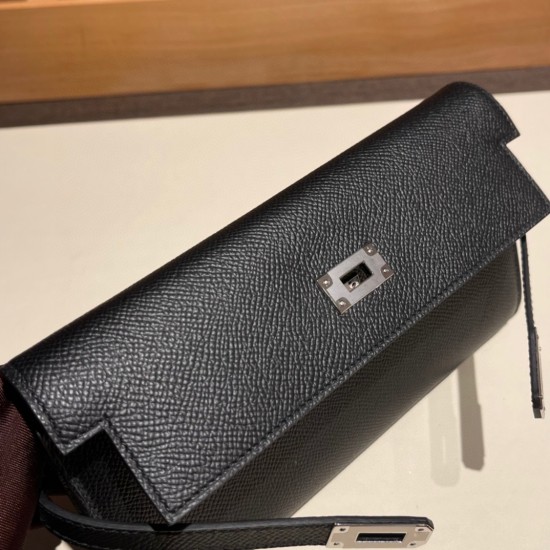 エルメス ケリーウォレット ロング ヴォーエプソン 89/Black (Noir) ブラック シルバー金具  wallet-001 全手縫い