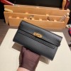 エルメス ケリーウォレット ロング ヴォーエプソン 89/Black (Noir) ブラック ゴールド金具   wallet-002 全手縫い