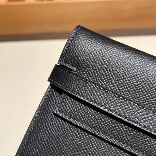 エルメス ケリーウォレット ロング ヴォーエプソン 89/Black (Noir) ブラック ゴールド金具   wallet-002 全手縫い