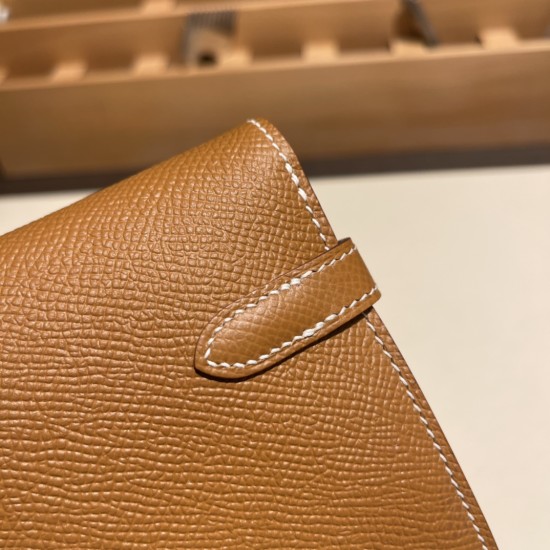 エルメス ケリーウォレット ロング ヴォーエプソン 37 /Gold ゴールド シルバー金具  wallet-012 全手縫い