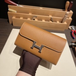 エルメス コンスタンス ロング ヴォーエプソン 37 /Gold ゴールド シルバー金具  wallet-033 全手縫い