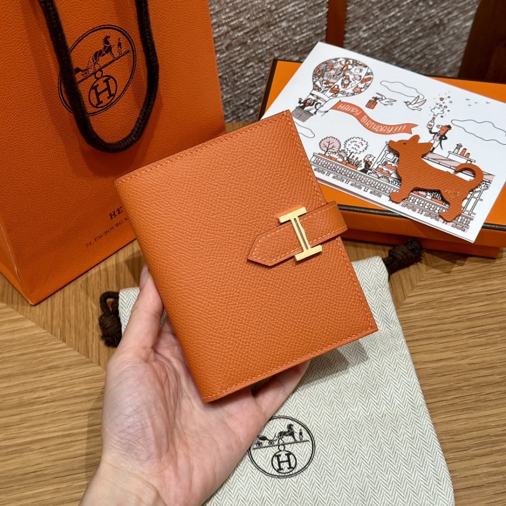 93/Orange   オレンジ エルメス 財布 ベアン  Beant  ヴォーエプソン  gold  ゴールド金具 Epsom From France 