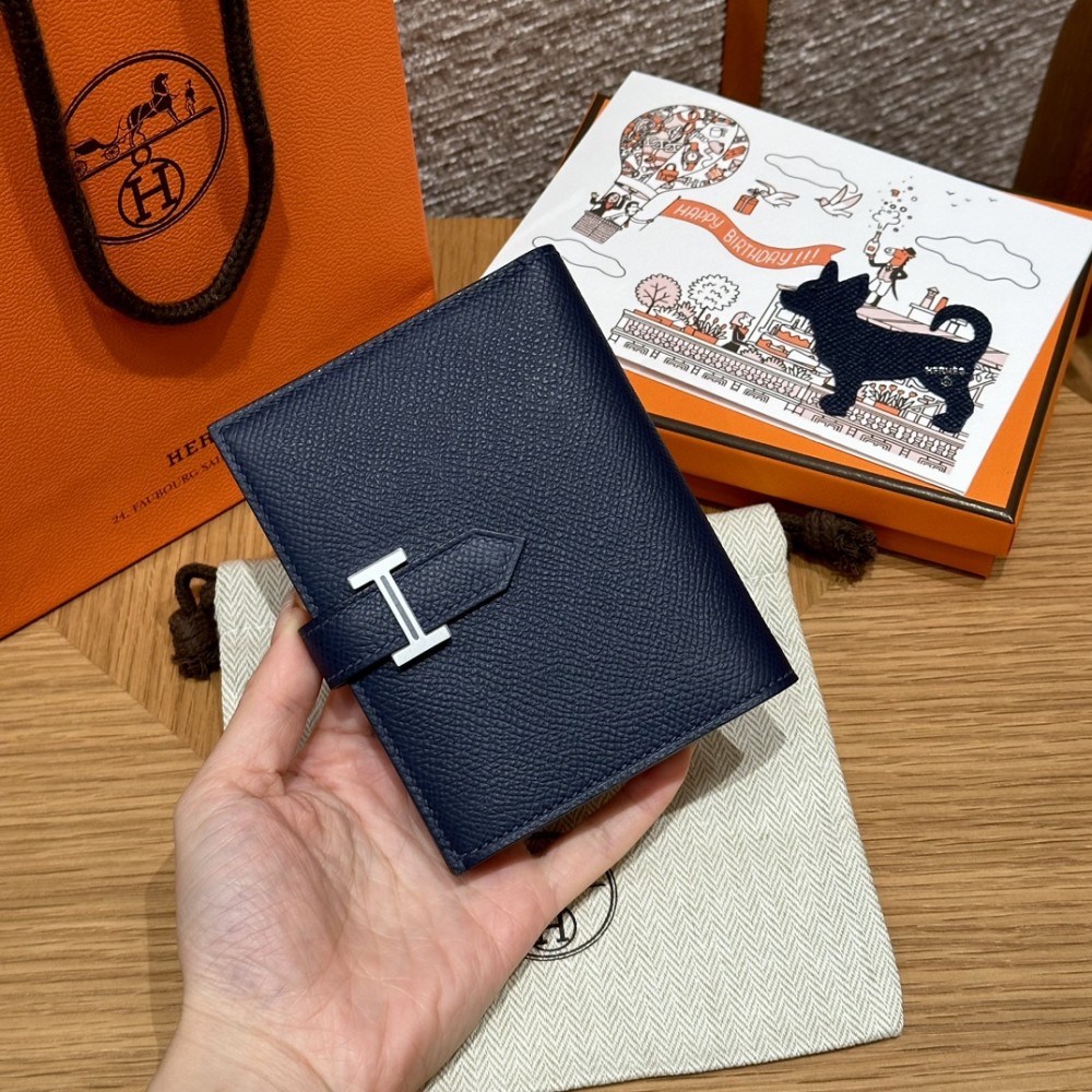 73/Blue Saphir  ブルーサフィール エルメス 財布 ベアン  Beant  ヴォーエプソン  silver シルバー金具  Epsom From France 