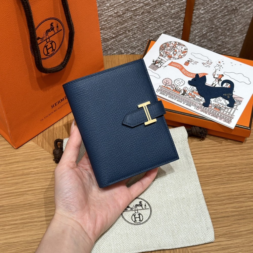 S4/Deep Blue  ディープブルー エルメス 財布 ベアン  Beant  ヴォーエプソン  gold  ゴールド金具 Epsom From France 