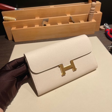 10/Craie  クレ シルバー金具 エルメス コンスタンス ロング Constance wallet ヴォーエプソン