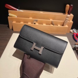 89/Black (Noir) ブラック シルバー金具エルメス コンスタンス ロング Constance wallet ヴォーエプソン