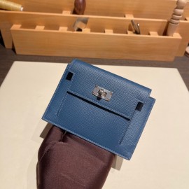 S4/Deep Blue   ディープブルー  ヴォーエプソン Epsom kelly pocketケリー ポケット ロングウォレット  内部にカードスロットとファスナーポケットを配備しております
